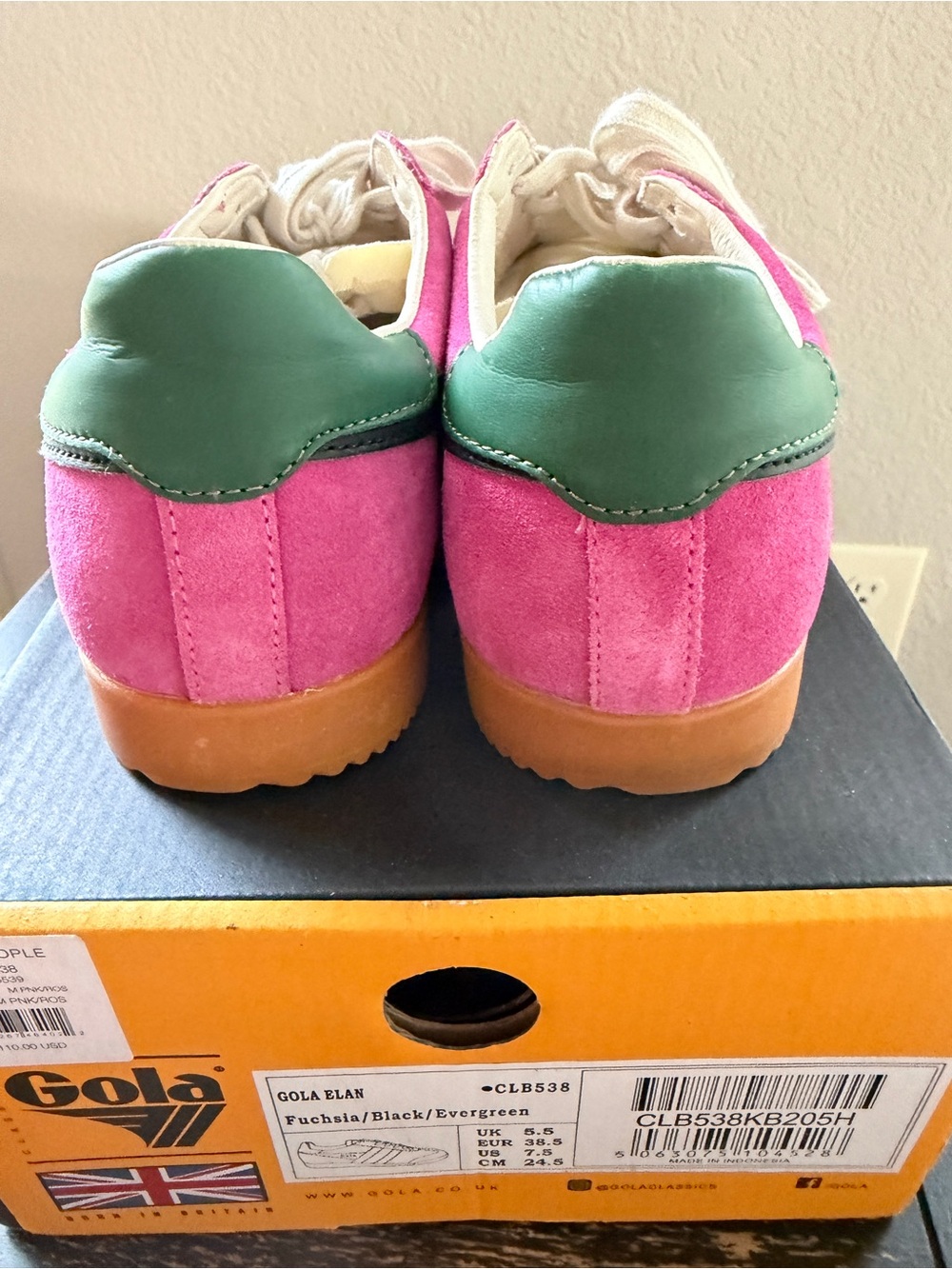 Gola Fuchsia Suede Sneakers with Gum Sole - Picture 6 of 8